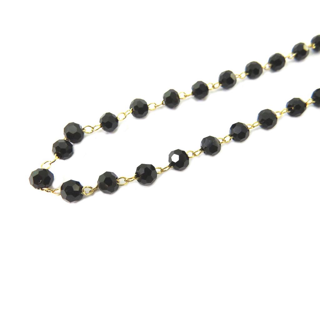 Les Trésors De Lily [P2388] - Gold Plated Bracelet 'Sissi' Black - 17.5 Cm 4 Mm