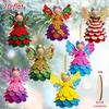 14/28 pcs Wooden Christmas Tree Ornaments Colorful Design Wings Girl Pendant  Christmas Gift Giving