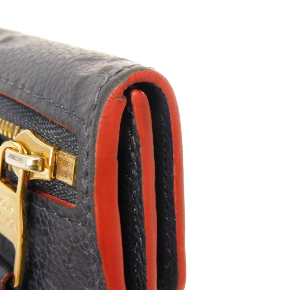 Used 12564 Pochette Cle M62017 7943 Key Ring Compact Wallet RFID Monogram Empreinte Marine Rouge Unisex from Japan