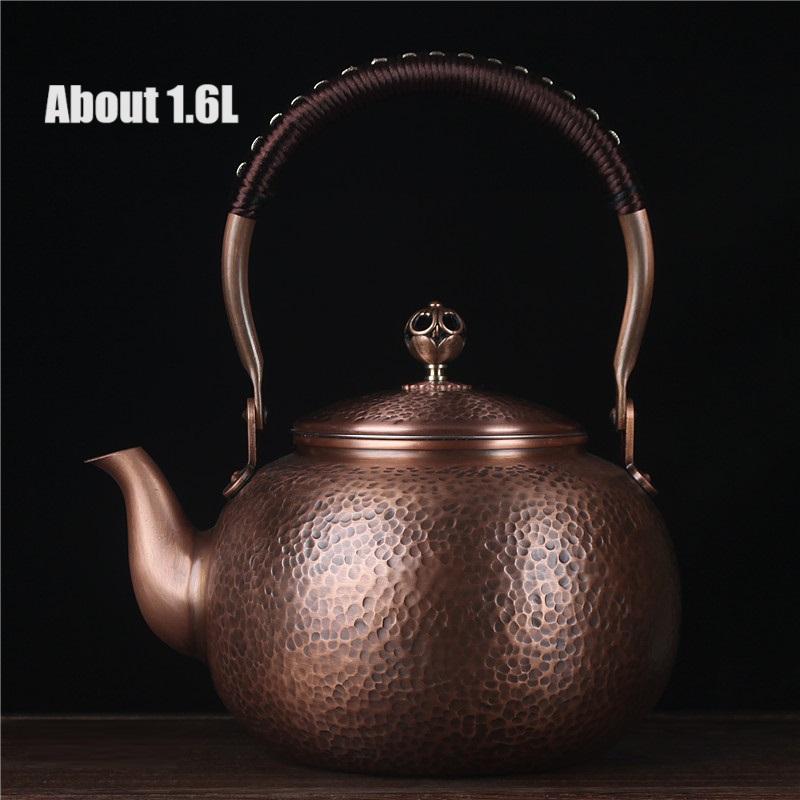 Handmade Hammer Strike Pattern Copper Teapot Thickened Uncoated Boiling Kettle