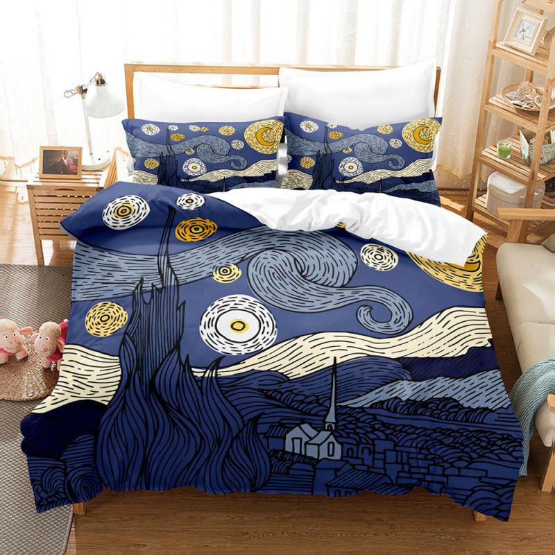 Bedding Kit Oil Painting Starry Sky Pattern Two-Piece Set 3D Digital Printing Three-Piece Set