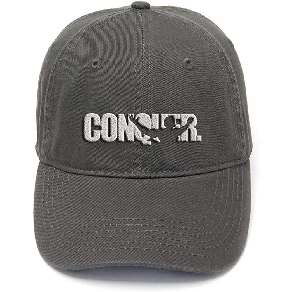 

Lyprerazy Arnold Quote Conquer Pose Washed Cotton Adjustable Unisex Women Unisex Hip Hop Cool Flock Printing Baseball Cap
