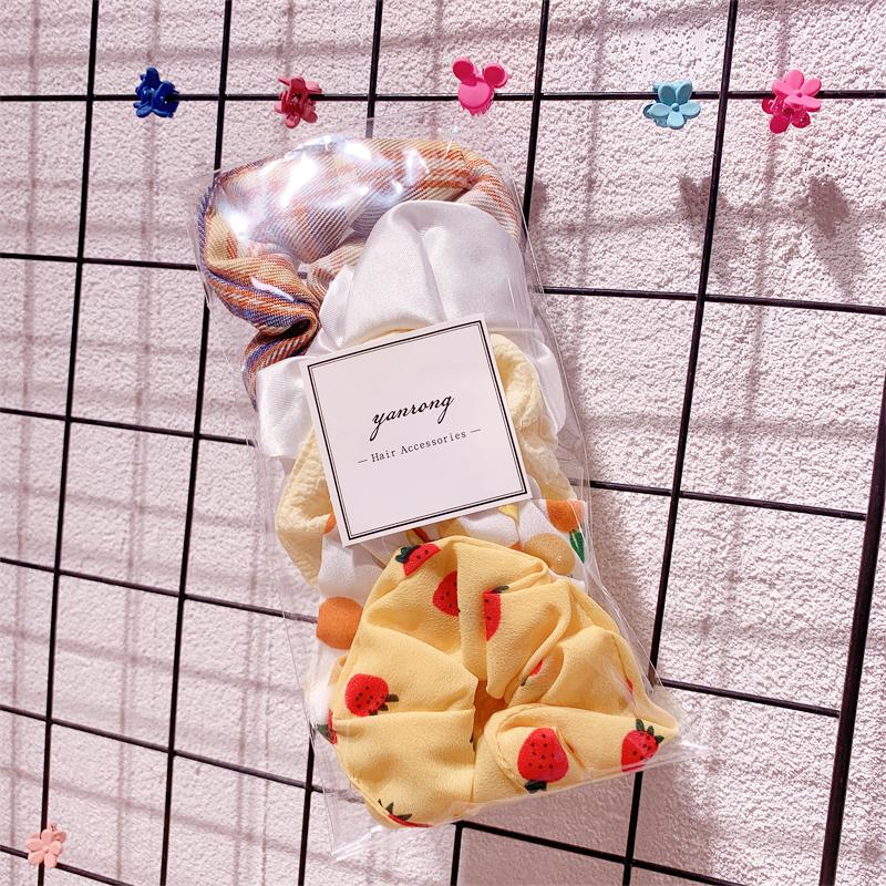 New 5PCS/Set Candy Color Printing Hair Ties For Women Cute HairBand Ponytail Holder Elastic Rubber Band Fashion Hair Accessories