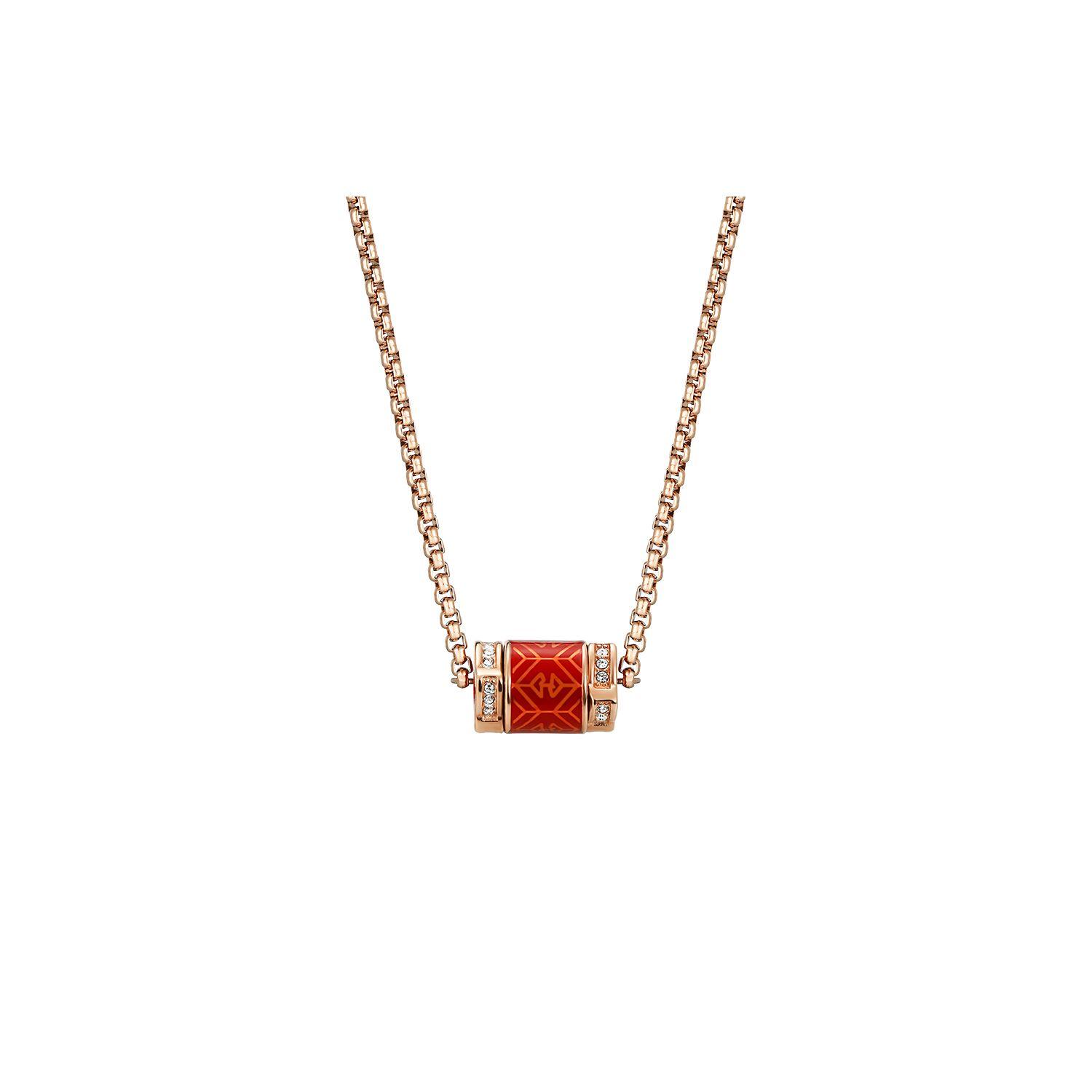 Emporio Armani Fashionable Personality Red Waist Stainless Steel Zircon Necklace Women necklace EGS2893221 Basic Packaging-Box
