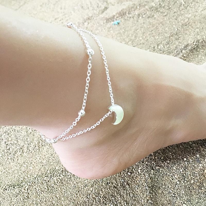 Lucky Beads Anklet For Women  Trendy Simple Flash Ankle Chain Spring Summer Jewelry Gift
