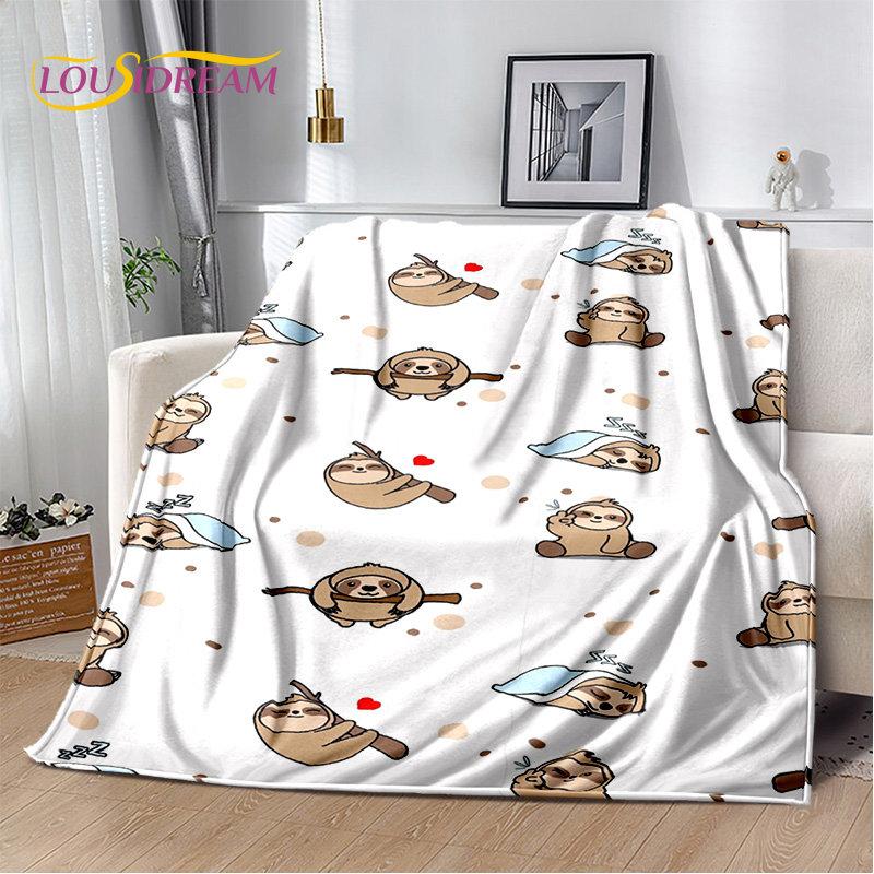 Cute Sloth Series Cartoon Soft Plush Blanket,Flannel Blanket Throw Blanket for Living Room Bedroom Bed Sofa Picnic Cover Kids 3D