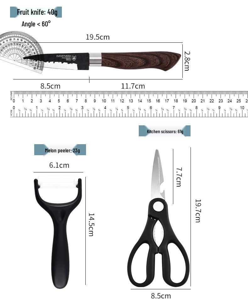Hammered Stainless Steel Forged Cutlery Set with Sheathed Handles, Six Pieces