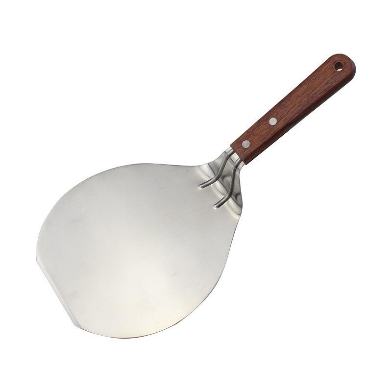Circle Stainless Steel Pizza Peels Wood Handle Pizza Cake Move Shovel Turners Spatula Pizza Baking Tools Accessories