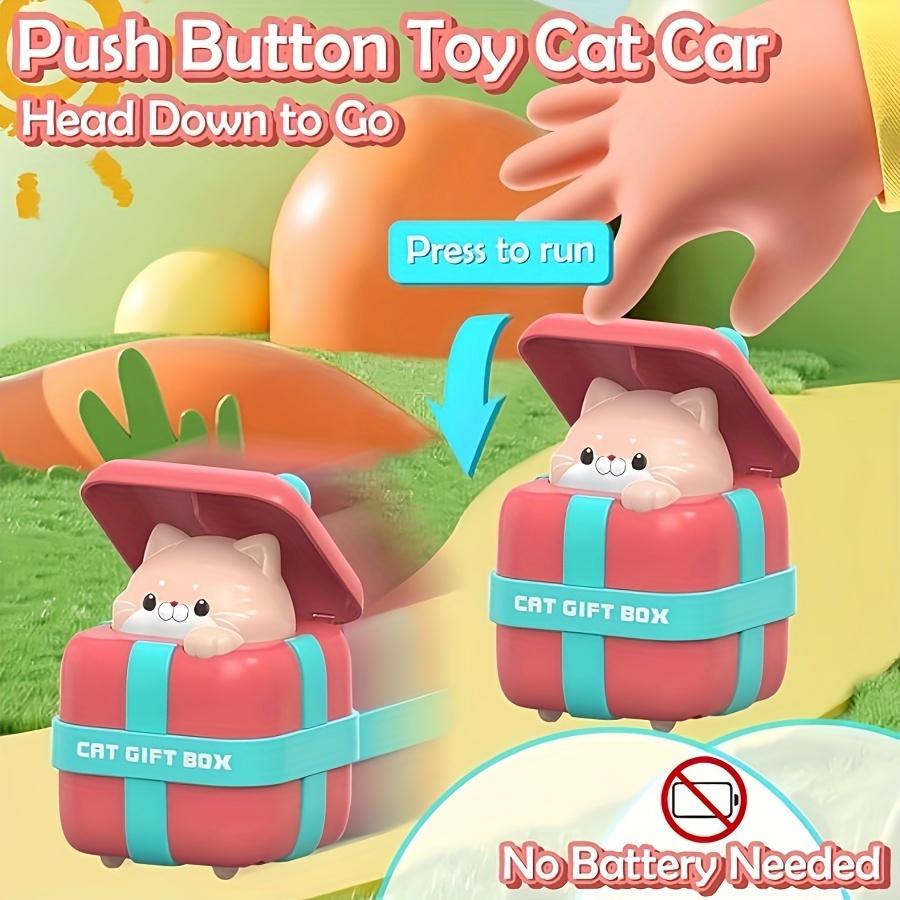 Press Cute Sliding Cartoon Inertia Toy Car Inertia Car Birthday Party Gift Cat Toy Car,Can Walk Without Batteries,Suitable As Halloween,Christmas Gift