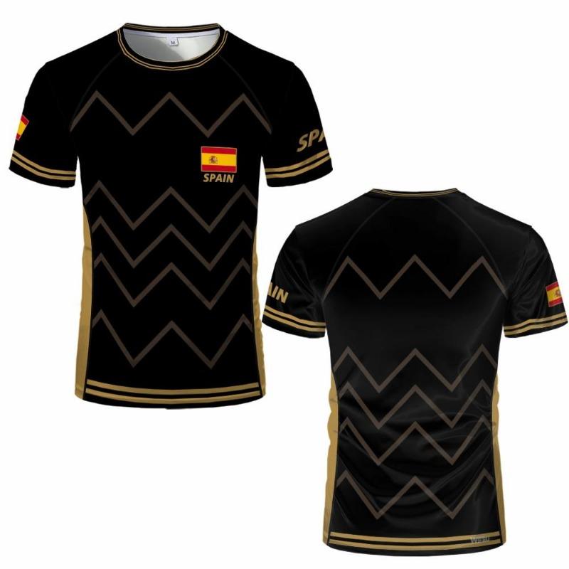 Maglia Grafica Bandiera Spagnola Moda Stampa Geometrica Asciugatura Rapida T-shirt Calcio Uomo Donna Sport Allenamento Casual Traspirante Top