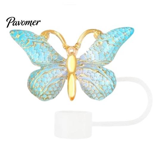 Cute Butterfly Straw Caps Silicone Toppers Covers for 10mm Straws, Dust-Proof Reusable Personalized Decorations Tumblers, Colorful Tips Accessories