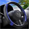 Car Steering Wheel Cover, 15 Inch Carbon Fiber Leather Non-Slip Steering Wheel Protector With Lining, Breathable Automotive Interior Accessories,