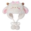 Lovely Plush Cartoon Sheep Hat with Warm Earflap Winter Activity Hat Lace Trim Pullover Hat Ear Protective Trapper Hat