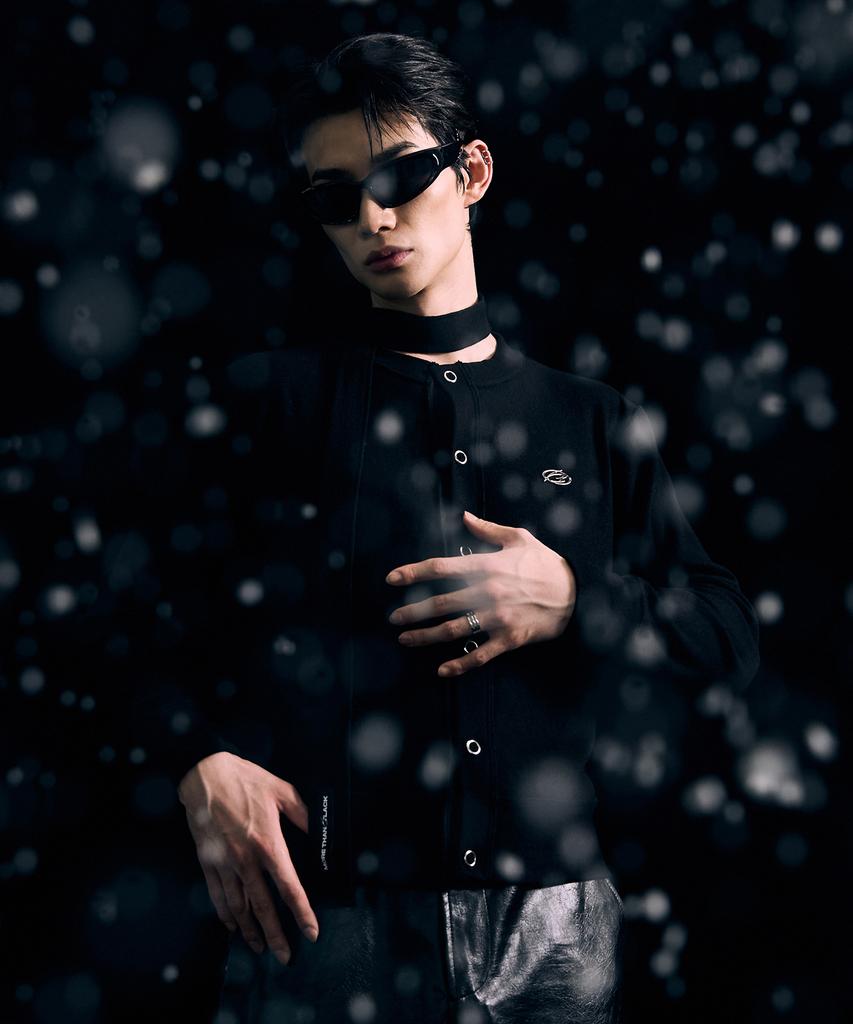 More Than Black Logo Round Knit Cardigan