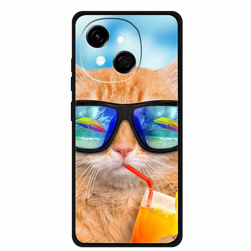 Black Silicone Case For Tecno Spark 40C Cases Wolf Luxury Protective Soft Back Cover For Tecno Pop 9 4G Case 6.67" Animal Fundas