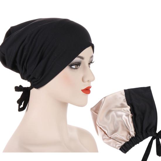 Women Turban Hat Pre Tied Drawstring Wrap Headscarf Sleep Hair Cover Skull Cap Chemo Cancer Headwear
