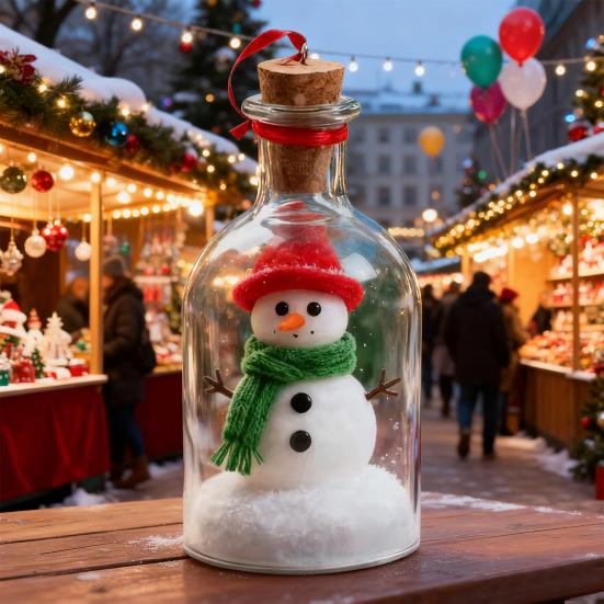 Christmas Snowman Message In A Bottle Recordable Voice Message Bottle Ornament Snow Scene In Nostalgic Bottle Decoration Holiday Keepsake Gift