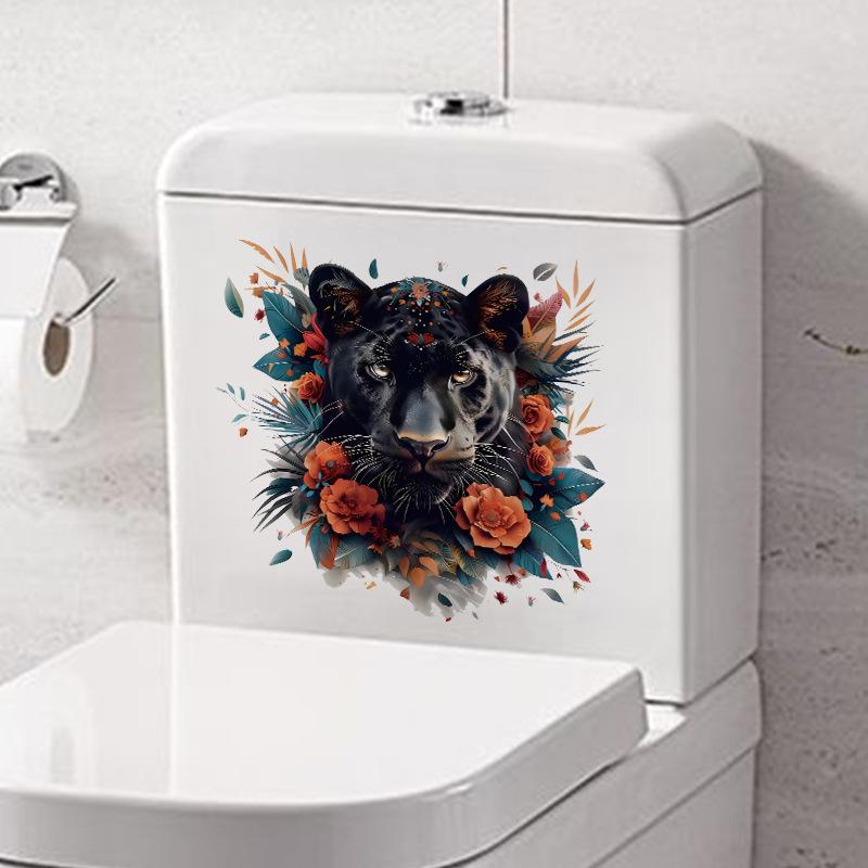 Black Panther Bathroom Toilet Sticker Clownproof Toilet Decoration Self adhesive Sticker