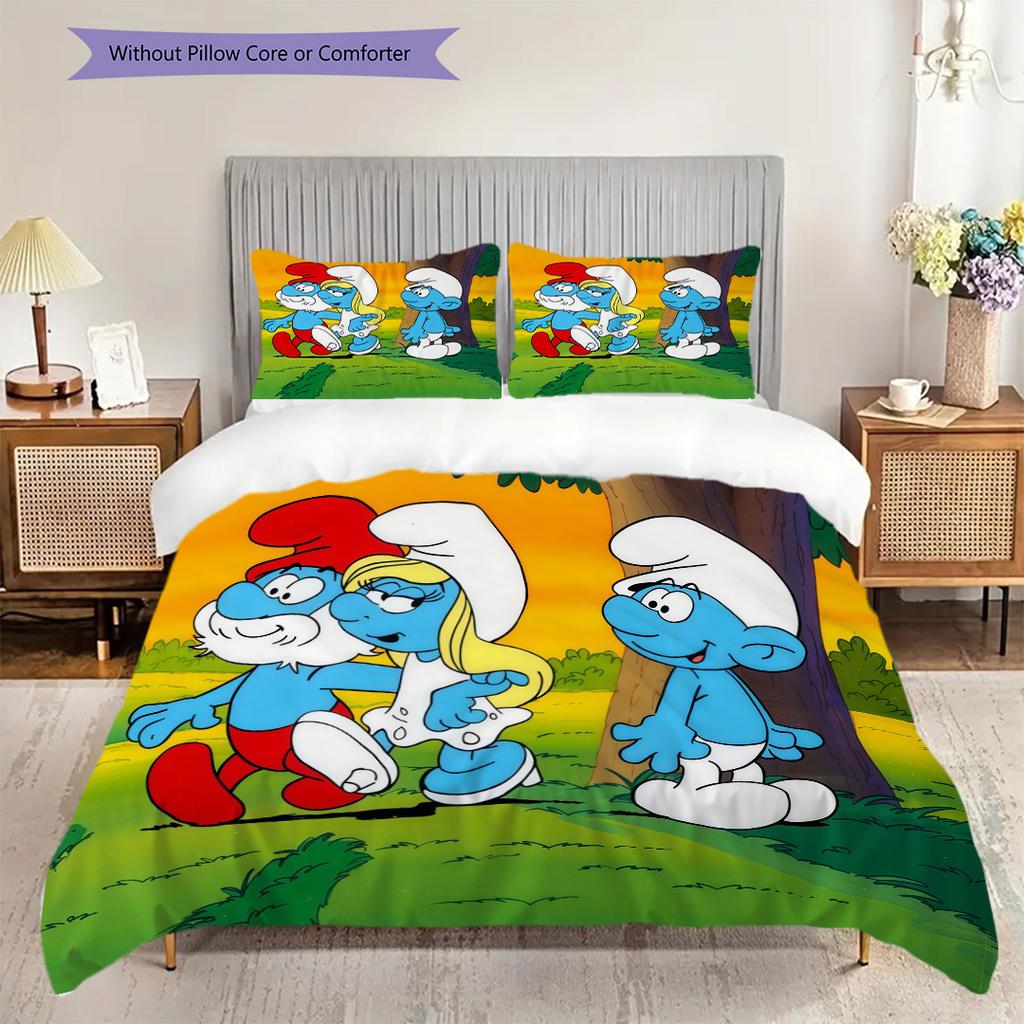 Smurfs Lost Village Threepiece Set 1 Duvet Cover 2 Pillowcase Without Core Duvet Cover And Pillowcase Christmas Birthday Gift Bedding Set