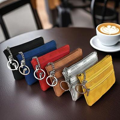 Porta-moedas com zíper Masculino Bolsa Pequena Carteira Porta-moedas Bolsas de Dinheiro Mulheres Homens Mini Carteiras Couro Porta-chaves Estojo de Carteira