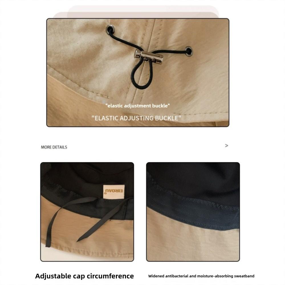 Sunscreen Bucket Hat Adjustable Drawstring Basin Hat Fashion Beach Cap