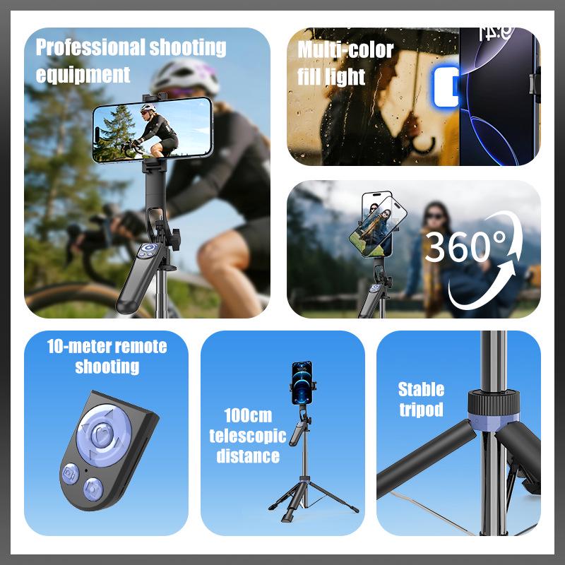 Multifunktionaler Bluetooth Selfie-Stick & Stabilisator: 360° Drehung, Anti-Wackeln, Live-Streaming-Halterung für Mobiltelefone