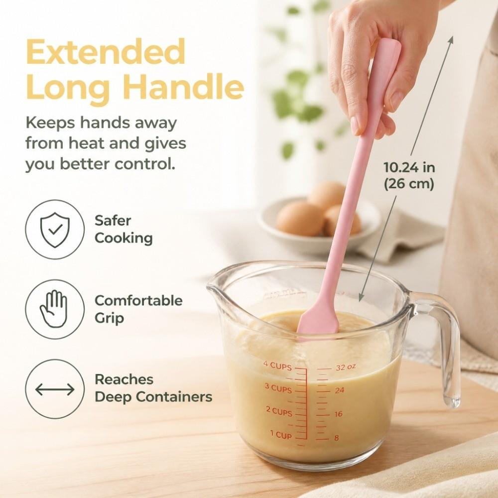 4PCS Silicone Silicone Spatula Non Stick Stirring Spoon Durable Kitchen Utensil  Jar Scraping