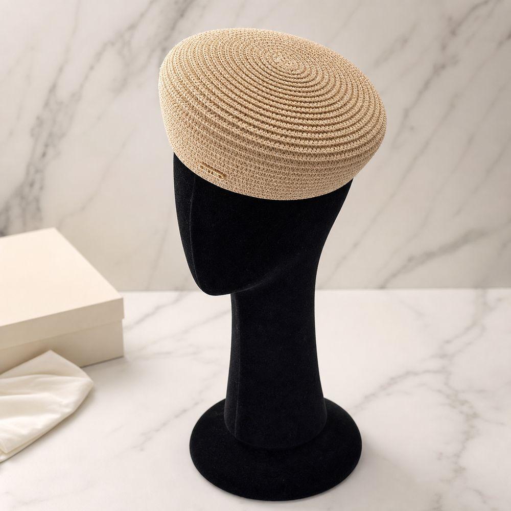 Solid Women's Straw Pillbox Hat Structured Crown Painter Hat New Round Dress Hat  Formal Occasions