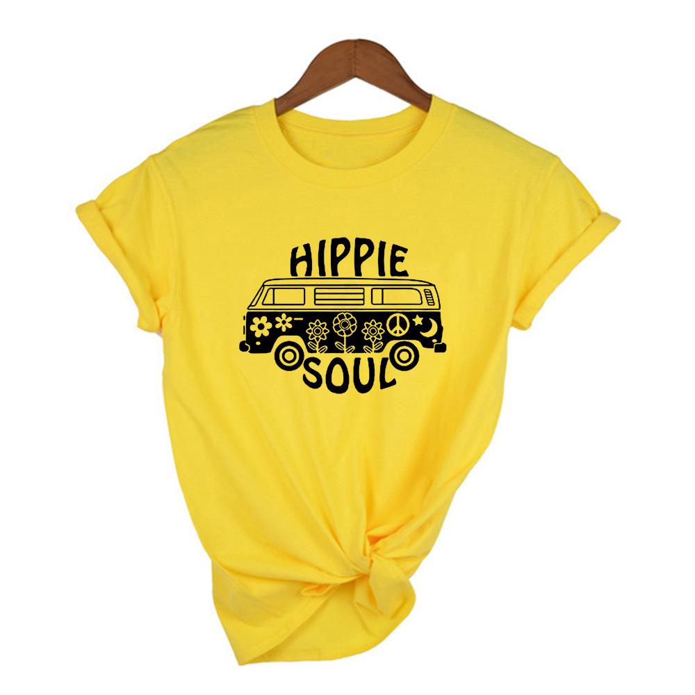 Hippie Print Graphic Women T Shirt Short Sleeve O Neck Aesthetic Tshirt Female Casual Ladies