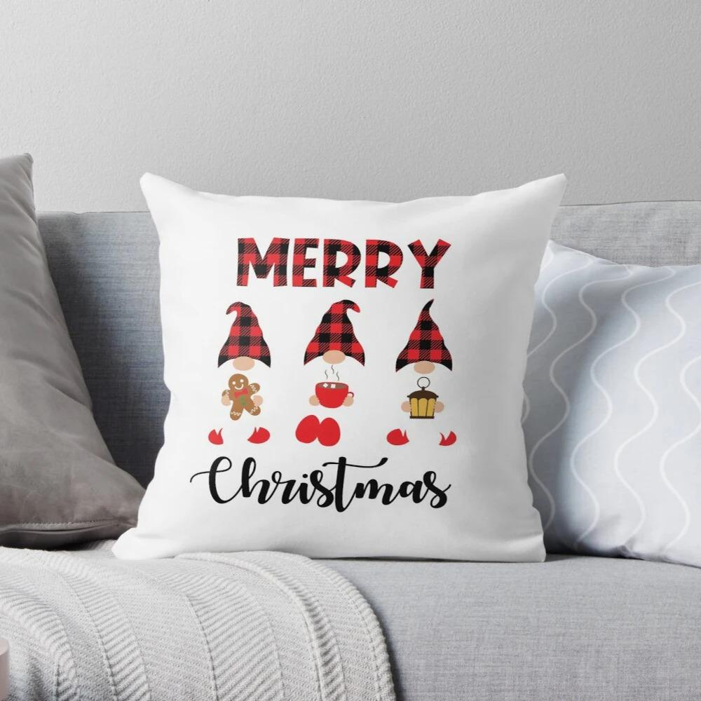Merry Christmas Decoration Home Pillowcase Cushion Cover Autumn 45X45Cm Red Hat Modern Living Room Sofa Bed Pillowcase