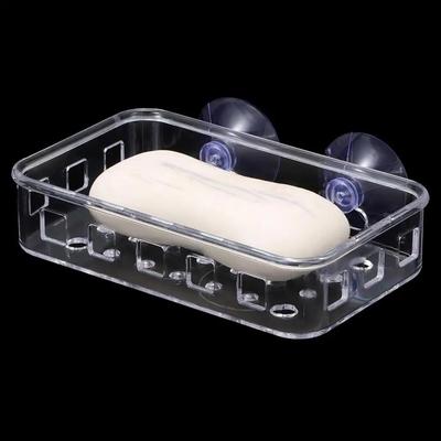 Transparent Suction Cup Soap Dish Keep Soap Dry Reusable Plastic Soap Holder No-Drilling Multifunctional Sponge Rack