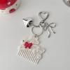 Acetic Acid Bow Cat Keychain Cute Animals Bag Pendant Lovely Acetate Comb Pendant  Bag Accessory
