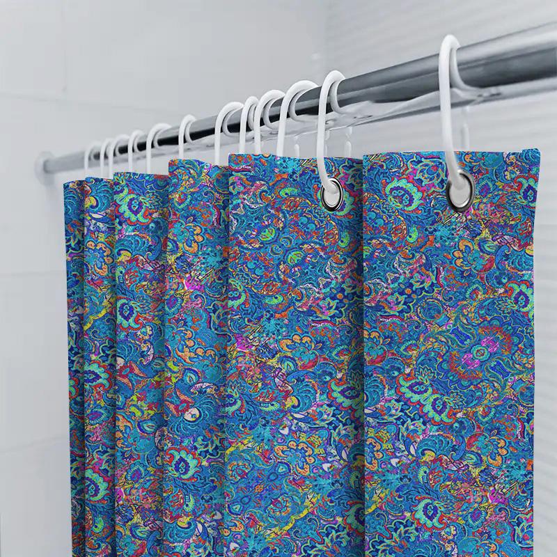 Colorful Floral Shower Curtain Decor Bathroom Accessories