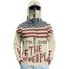 Men’s Long Sleeve Hooded Sun Protection Shirt with Flag and Cross Print Quick Dry Lightweight Athletic Top for Outdoor Sports Fishing Fitness