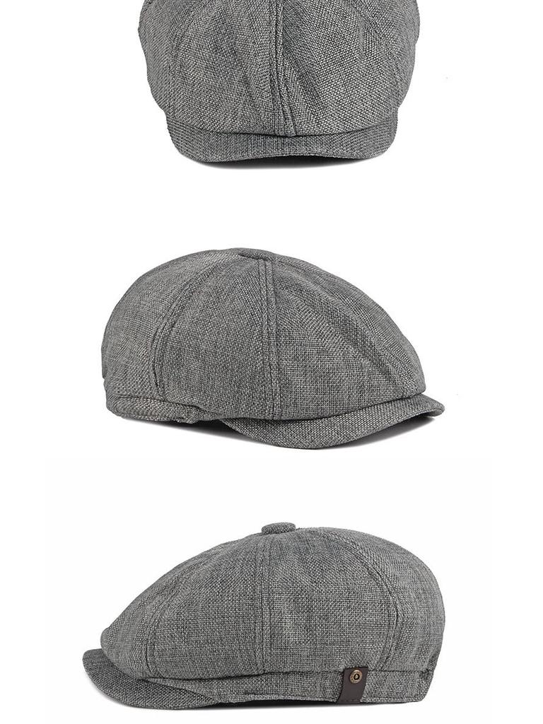 Men's Octagonal Beret: Spring/Summer Linen-Like Duckbill Cap, Retro Casual Unisex Hat