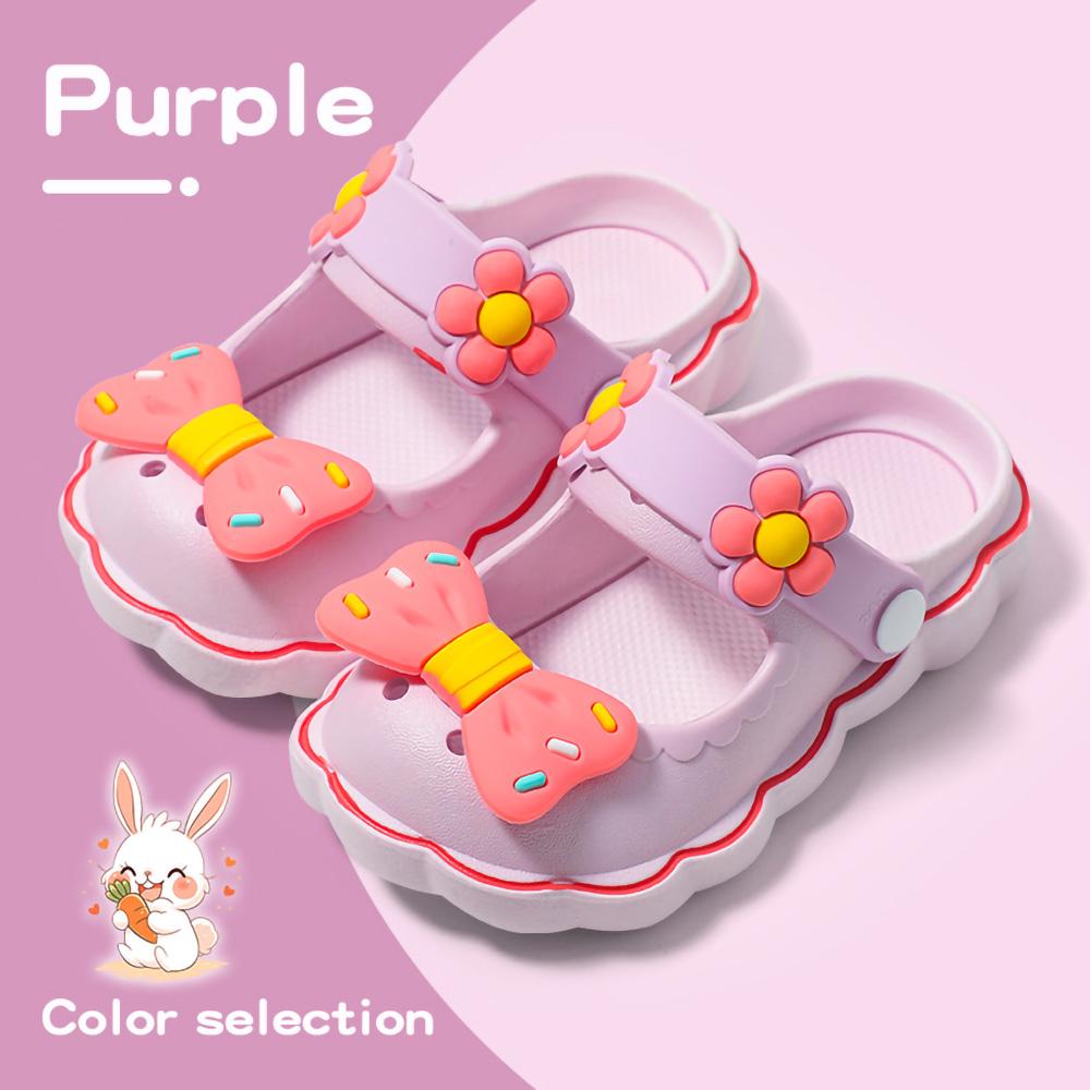 Summer 3-8year Kids Mules & Clogs Children Sandals Girls Garden Shoes Flowers Slippers Solid Soft Sole Beach Princess Sandalias