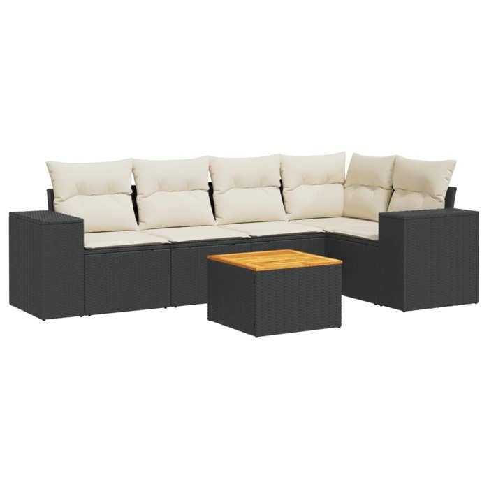 VidaXL Garden Lounge Set with Cushions 6 Pcs, Patio Sofas, Furniture Set, Outdoor Terrace Furniture, Black 3225433