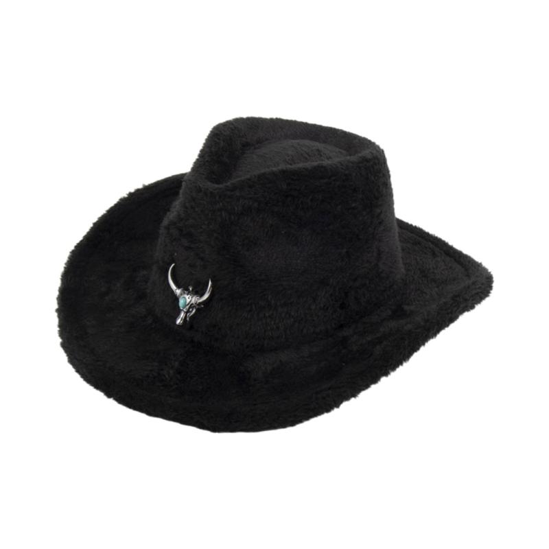 Cowboy Hats Panama Hat Maillard Furry Plush for Women Men Photo Props Western for Men Women Unisex Wear Headwear