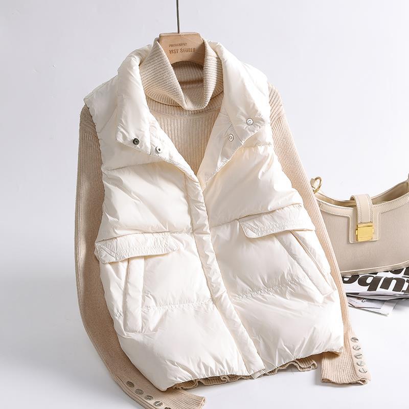 2024 New Bag Cover Down Vest Women's Winter White Duck Down Outer Wear Korean Version Loose Vest Vest Vest Vest Outer Wear