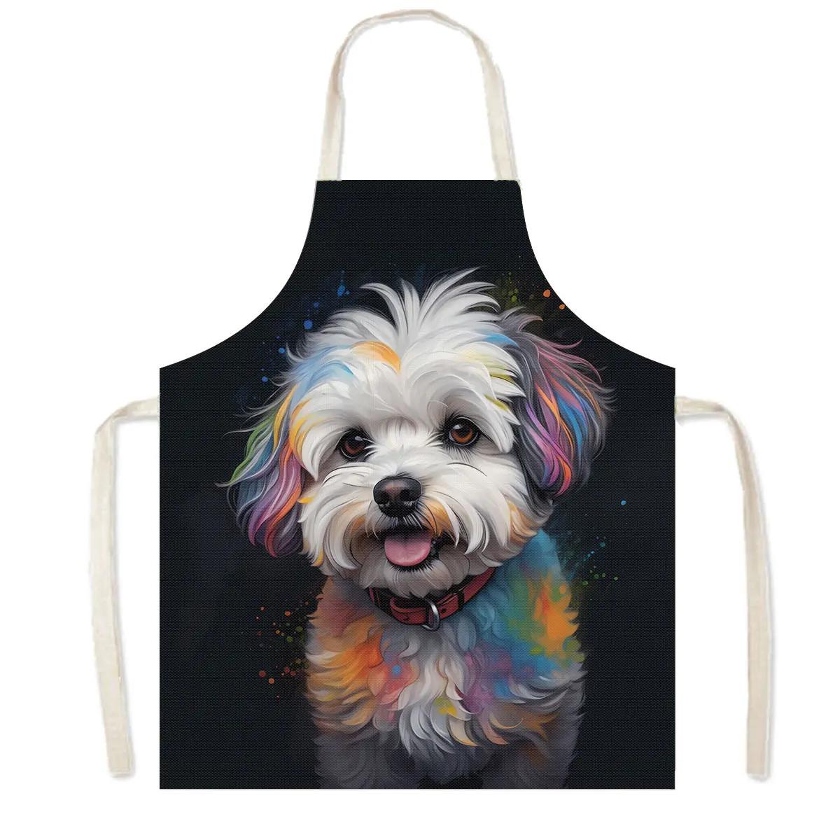 

Corgi / Bichon Frise / Samoye Dog Kitchen Apron Chihuahua German Shepherds Women Home Cleaning Clothing Chef Cooking Pinafore 38X47cm