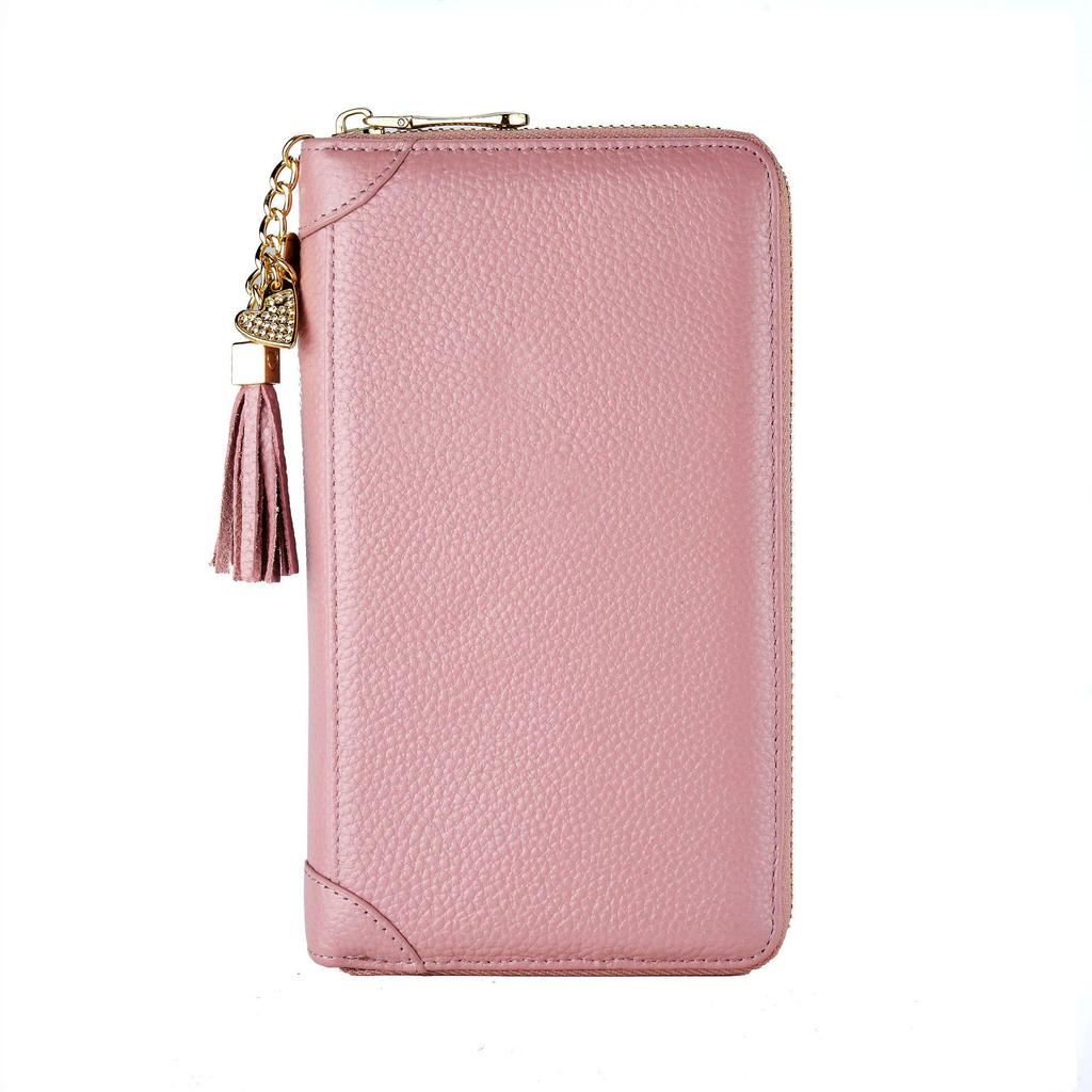 Women's RFID-Blocking Cowhide Card Holder with Zipper and Anti-Demagnetization for Credit Cards and Driver's License