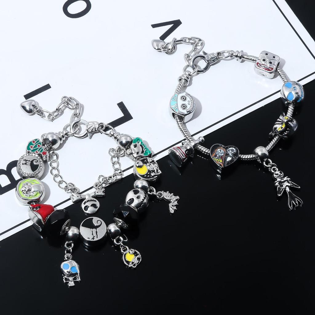 Pulseira Abóbora Pesadelo Antes do Natal com Berloques Jack & Sally
