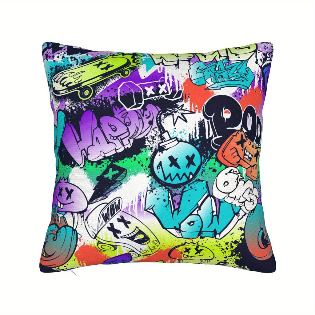 Graffiti Art Pillow Cover, Colorful Street Style Design Cushion Case for Living Room Bedroom Home Decor Gift Cushion cover