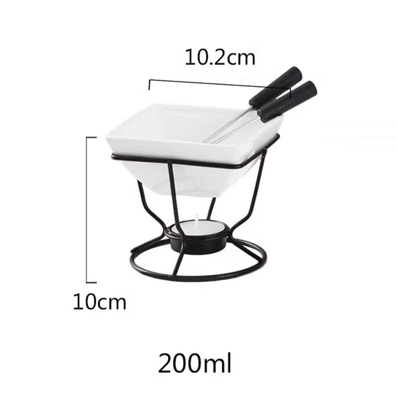 140ML Cheese Chocolate Melting Ceramic Mug European Candle Cup Heating Food Ceramic Mug with Fork Creative Coffee Mug Tableware