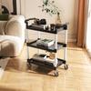 VEVOR Utility Cart, 300 Lbs Load Capacity, 2-tier Utility Plastic Cart with 360 Degrees Swivel Wheels (2 with Brakes)