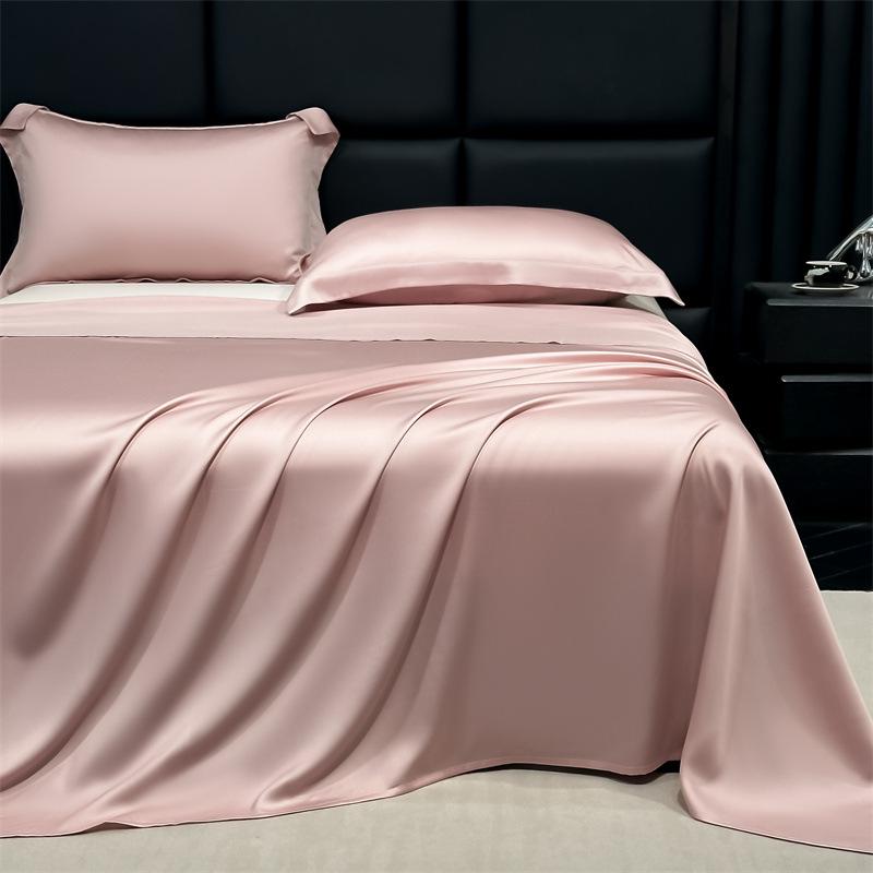 Solid Color Ice Silk Bed Sheet Set - Summer Cooling, Double/Single, Three-Piece, 2025 Edition