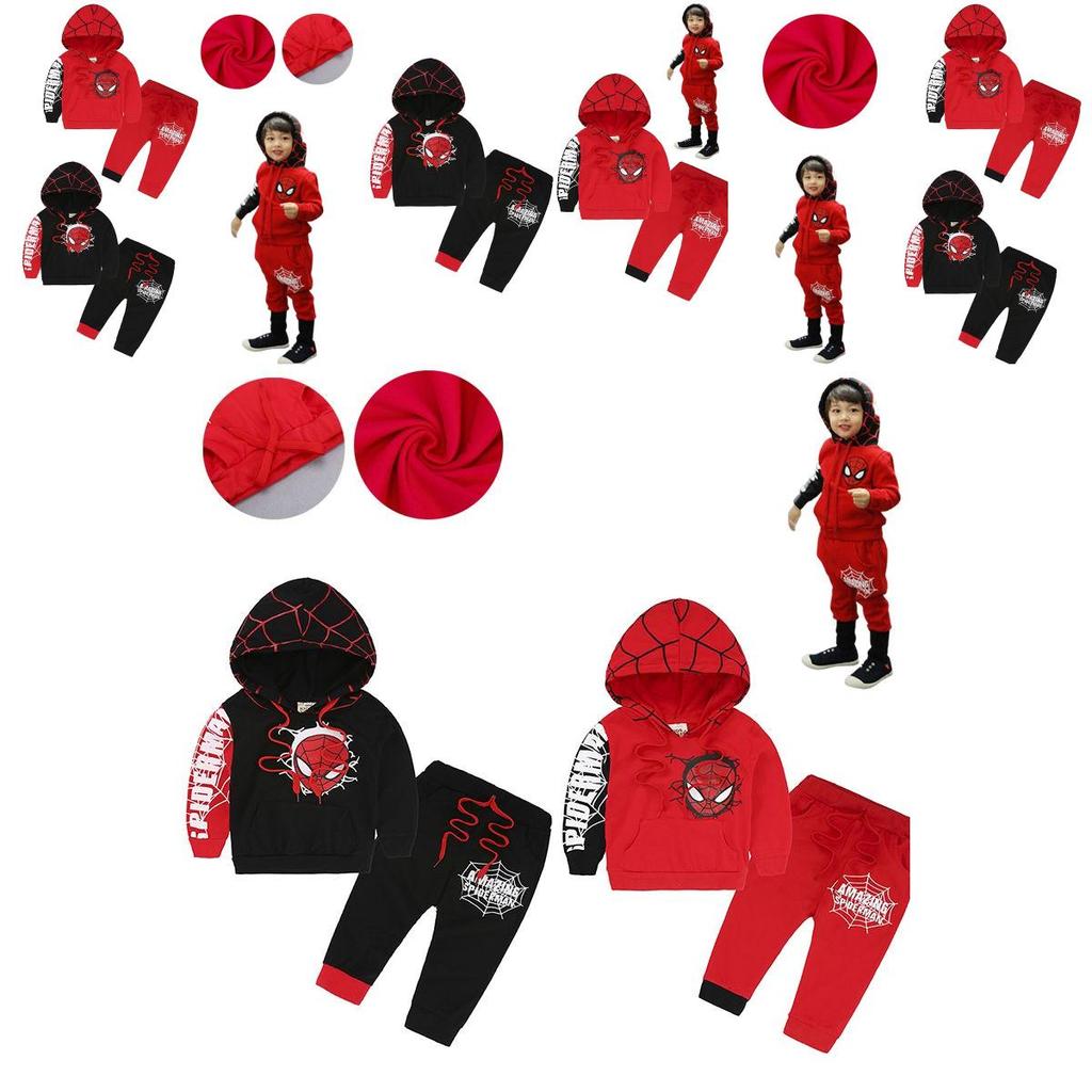 Stylish Kids Spiderman Long Sleeve Tracksuit Hooded Clothes Outfits