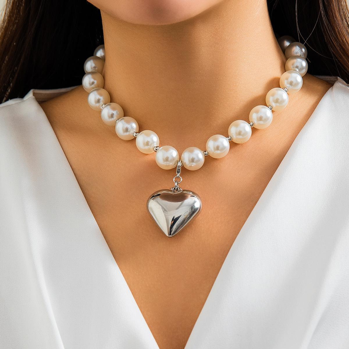 

Киберпанк многослойное ожерелье из круглых бусин со съемной подвеской в форме сердца CCB