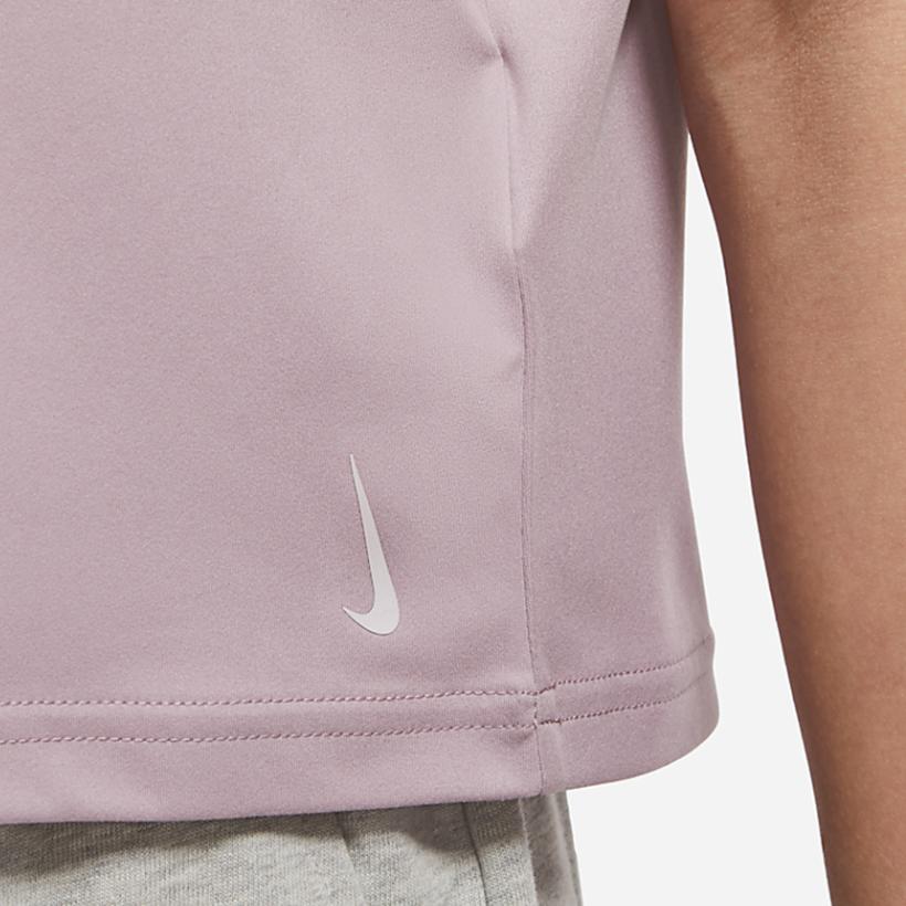 Nike Yoga Dri-Fit Mesh Breathable Sports Round Neck Short Sleeve T-Shirt Women Tops Pink DJ6572-501