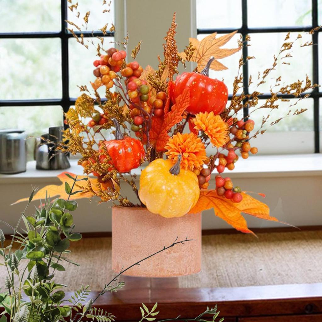 Fall Centerpieces Halloween Pumpkins Fall Decor Table Centerpieces Thanksgiving Decorations For Autumn Fireplace Shelf Outdoor